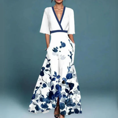 Damen Kleid | V-Ausschnitt Bedruckt Maxi