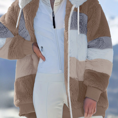 Damen Fleecejacke Mit Kapuze | Gestreift Leicht