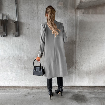 Damen Eleganter Doppelreihiger Mantel | Langer Reverskragen