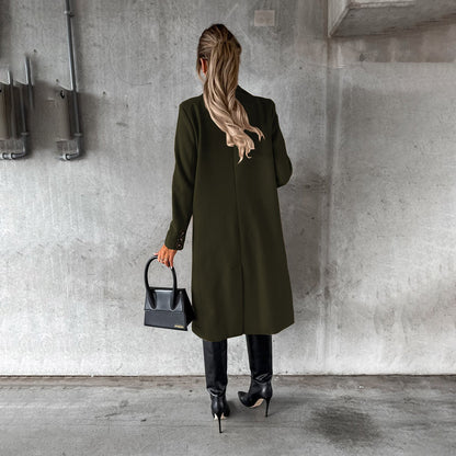 Damen Eleganter Doppelreihiger Mantel | Langer Reverskragen