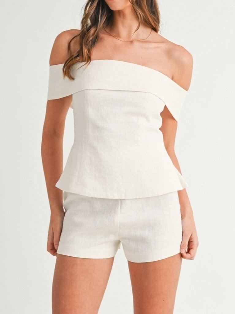 Damen-Zweiteiler | Schulterfreies Top und Shorts