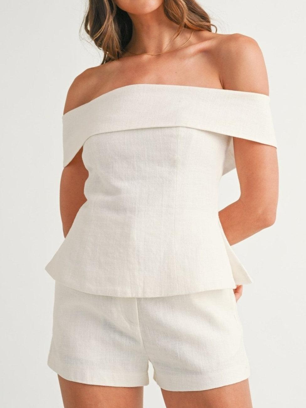 Damen-Zweiteiler | Schulterfreies Top und Shorts