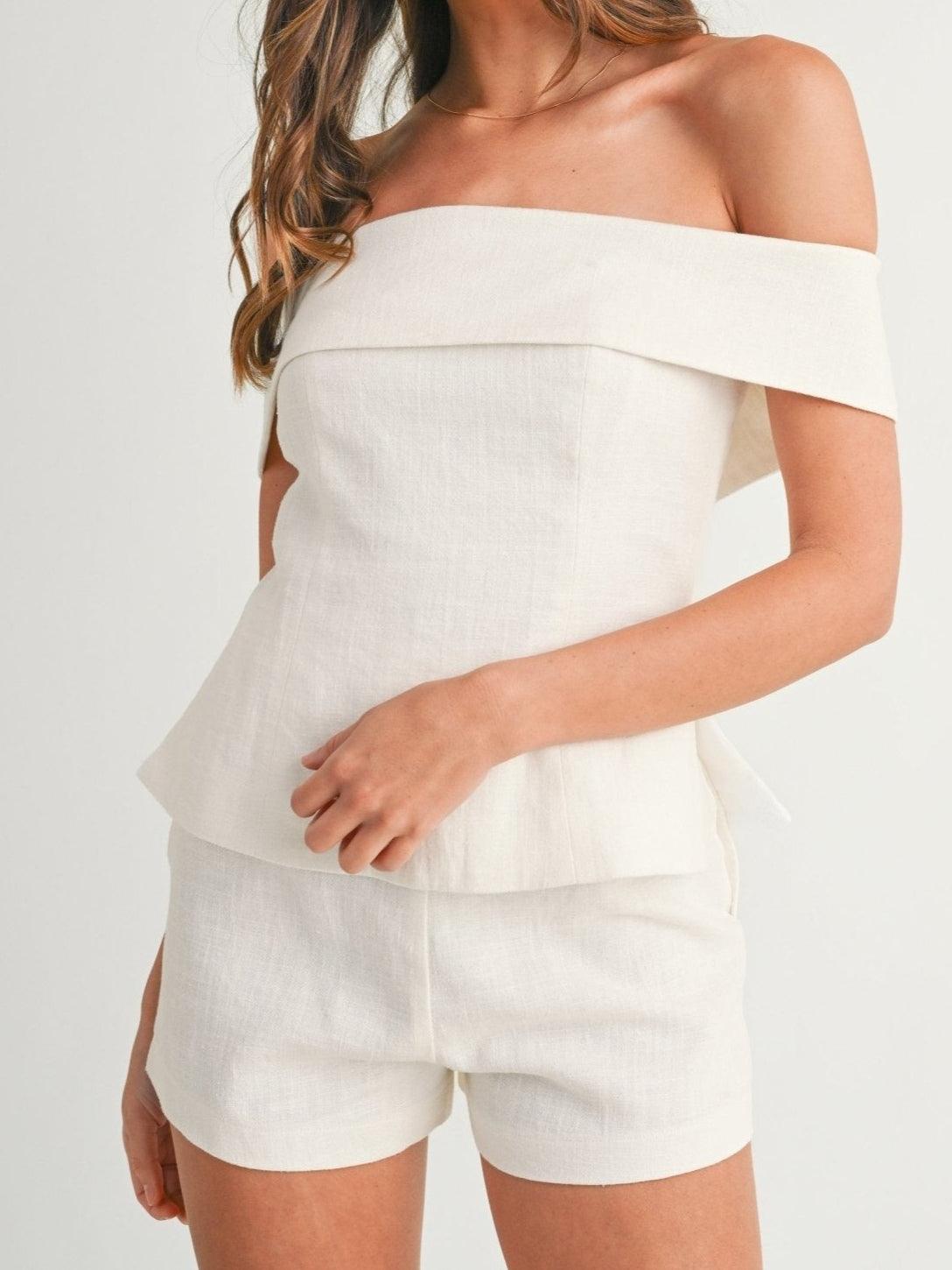 Damen-Zweiteiler | Schulterfreies Top und Shorts