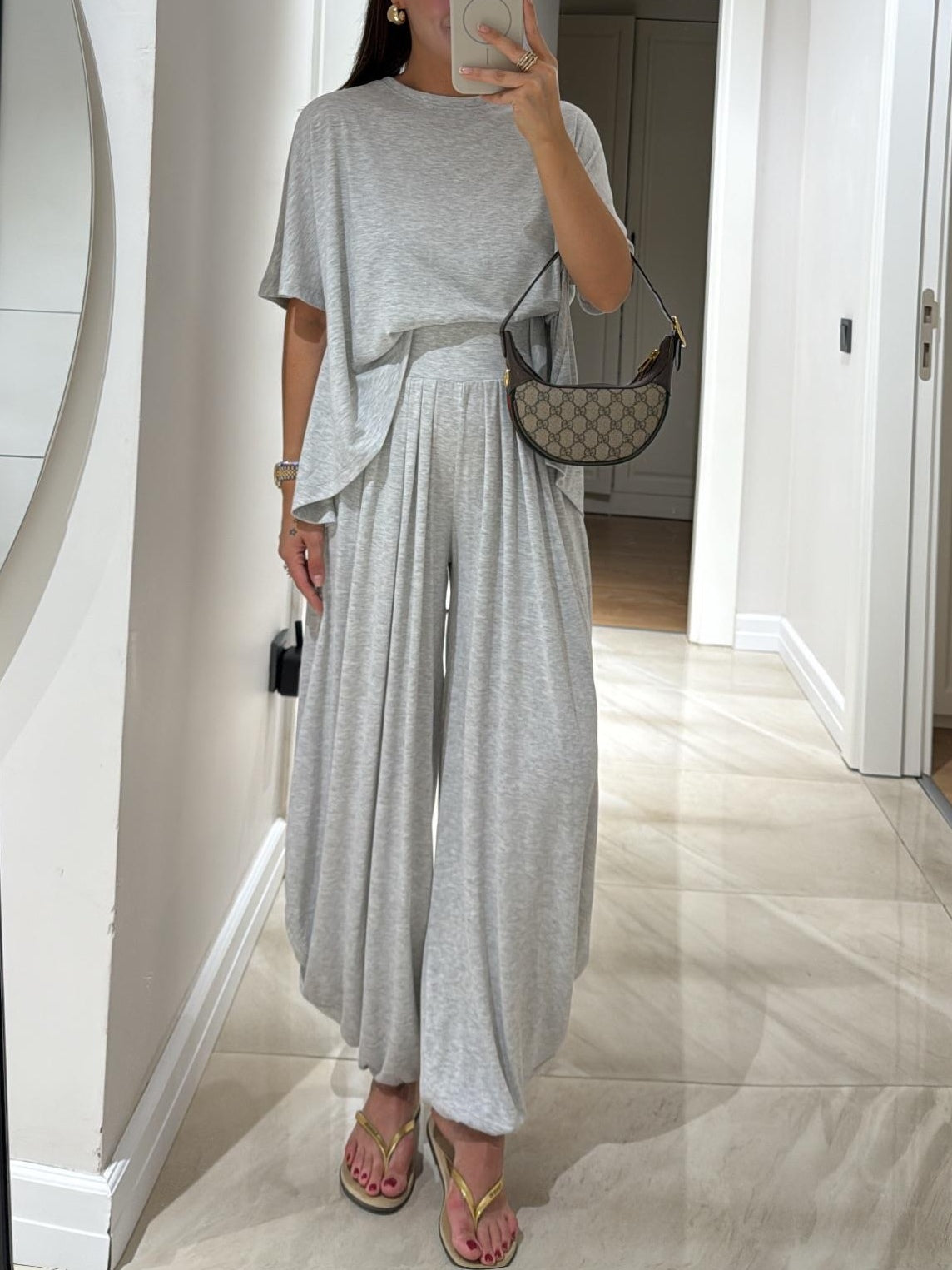 Damen Zweiteiler | Casual Oberteil und Weite Hose