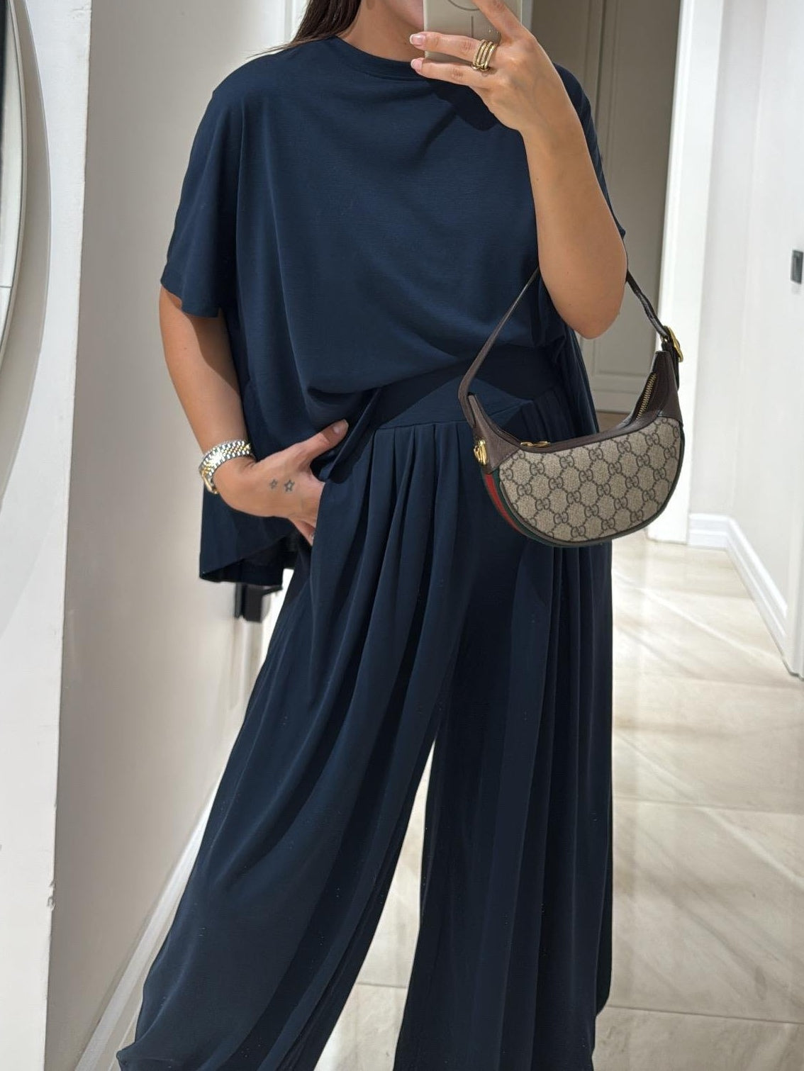 Damen Zweiteiler | Casual Oberteil und Weite Hose
