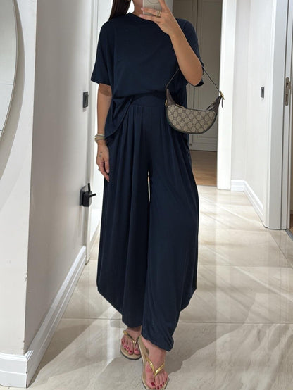 Damen Zweiteiler | Casual Oberteil und Weite Hose