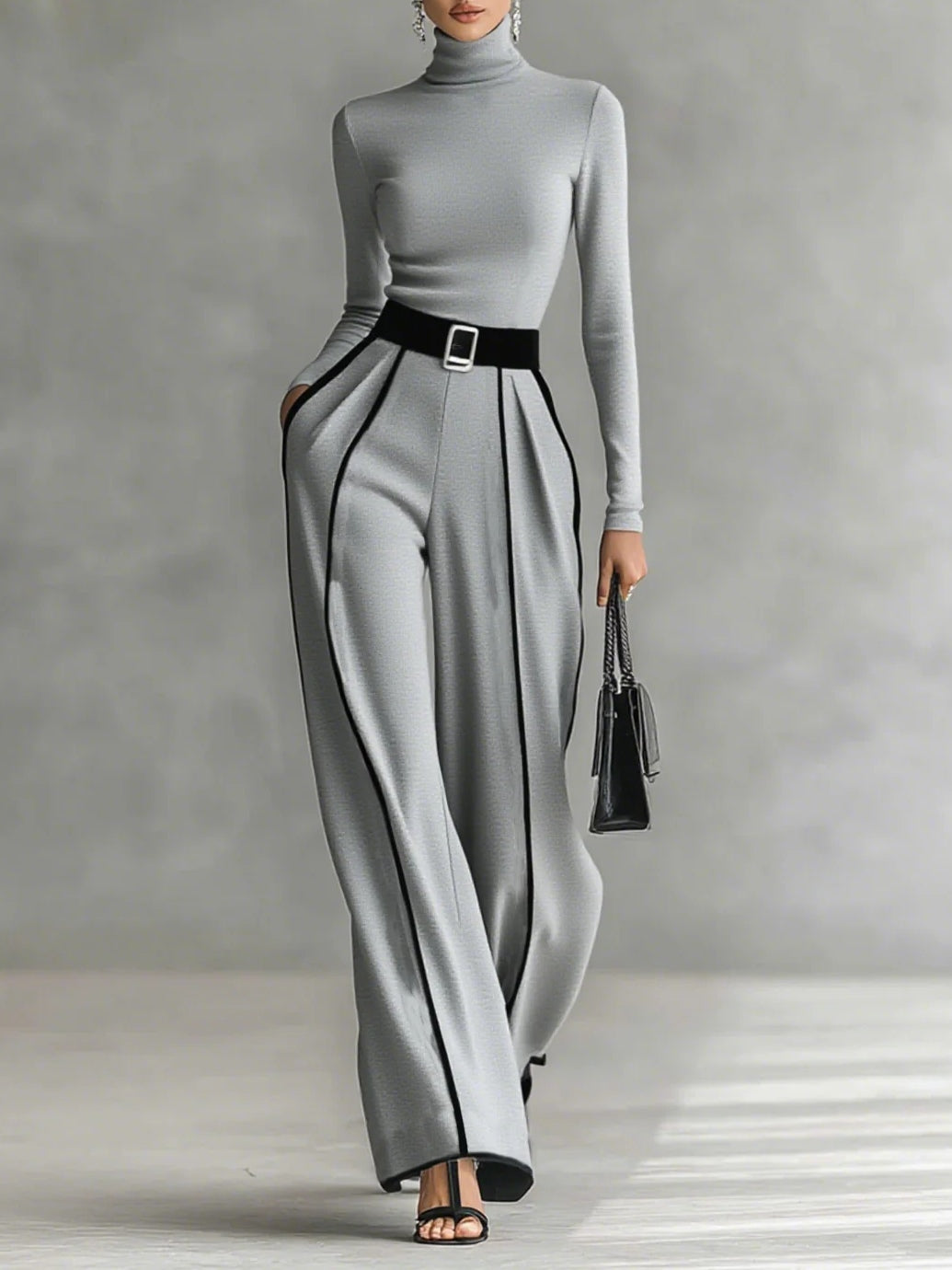 Damen Zweiteiler | Rollkragen Oberteil und Hose