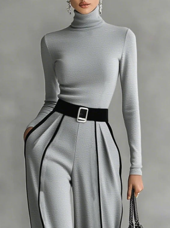 Damen Zweiteiler | Rollkragen Oberteil und Hose