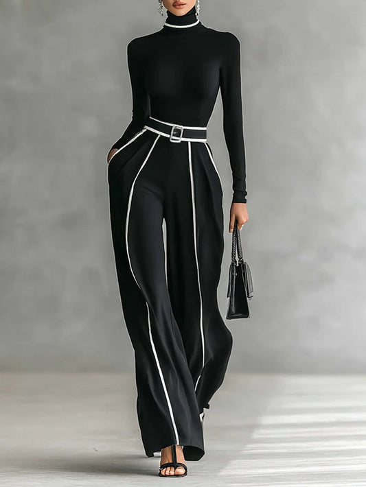 Damen Zweiteiler | Rollkragen Oberteil und Hose