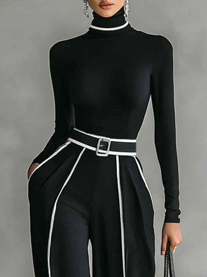 Damen Zweiteiler | Rollkragen Oberteil und Hose