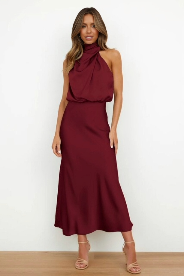 Damen Kleid | Halterhals Drapiert Midi