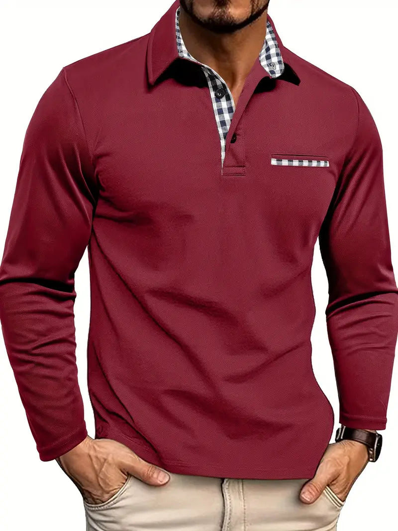 Herren Poloshirt | Langarm mit Brustdetail