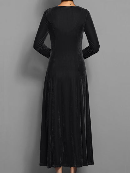 Damen Kleid | Rundhals Langarm Maxi