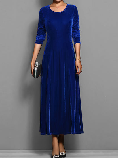 Damen Kleid | Rundhals Langarm Maxi