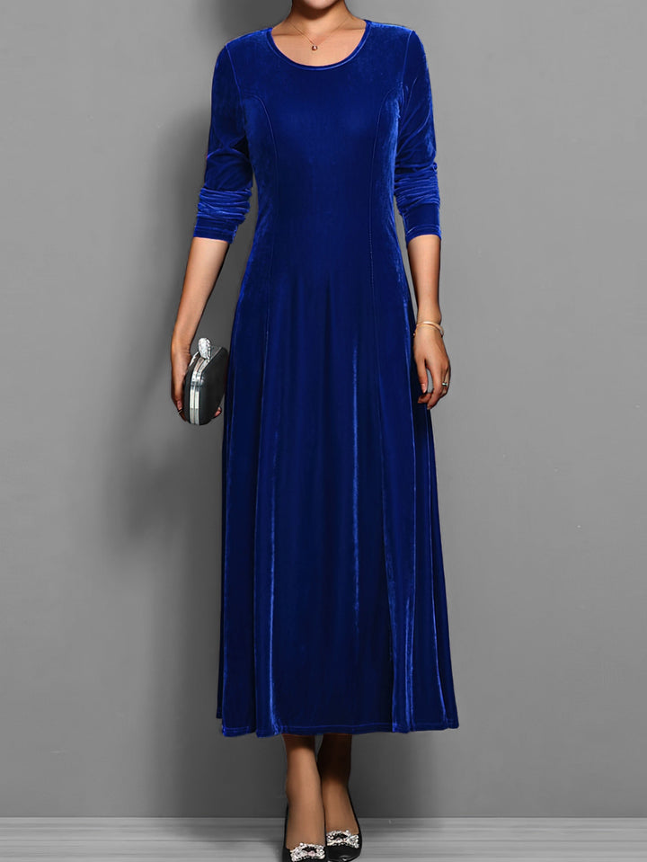 Damen Kleid | Rundhals Langarm Maxi