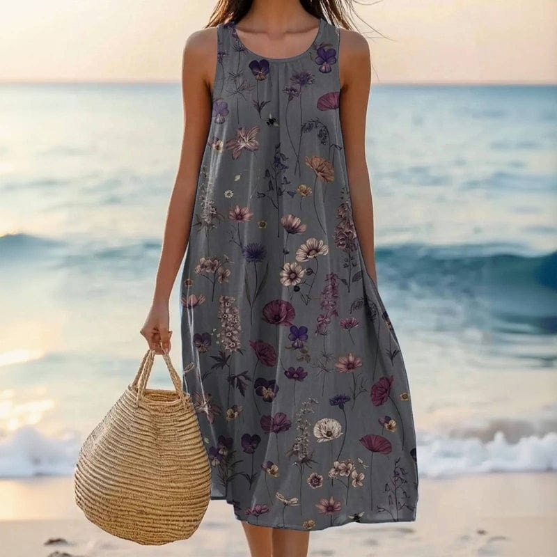 Damen Kleid | Floral Ärmellos Midi