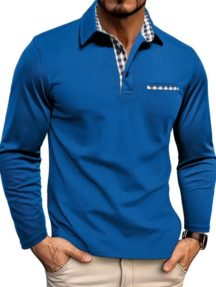 Herren Poloshirt | Langarm mit Brustdetail