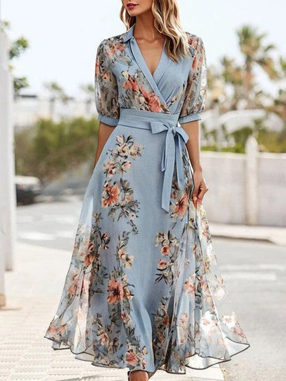 Damen Kleid | Blumen Wickel Midi
