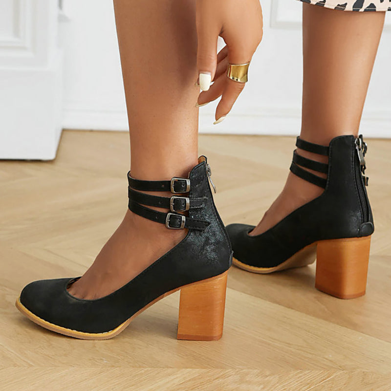 Damen Pumps | Blockabsatz Knöchelriemen