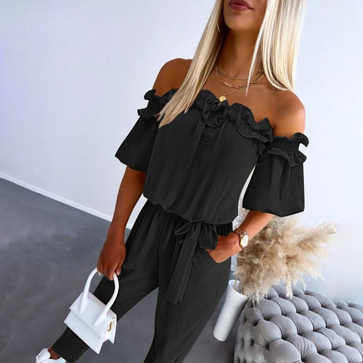 Damen Jumpsuit | Off-Shoulder Rüschen Taille