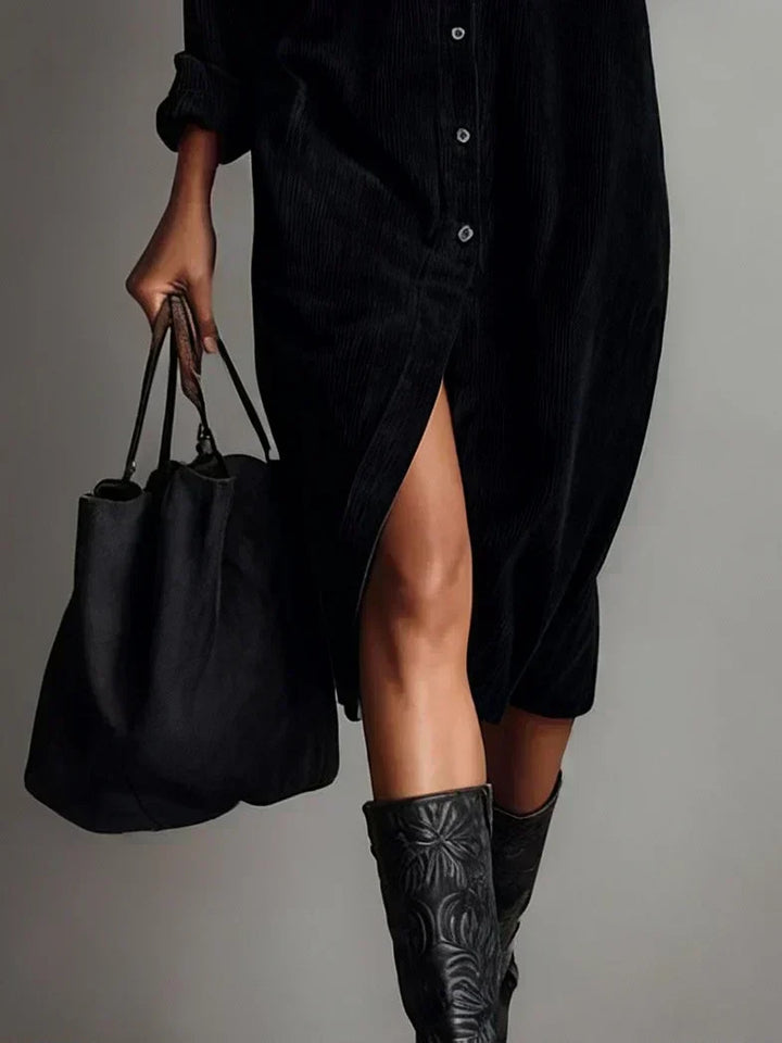 Damen Kleid | Knopfleiste Hemdkragen