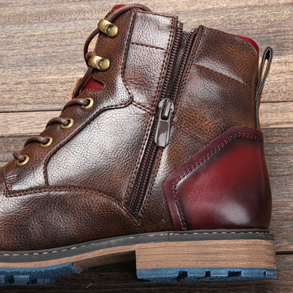 Herrenstiefel | Schnürung Reißverschluss Profilsohle
