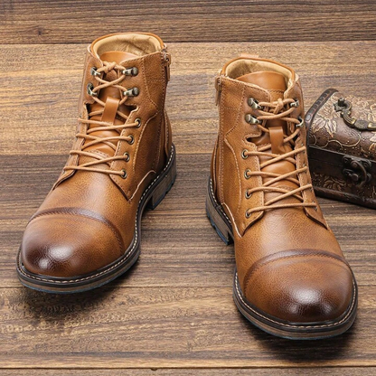 Herrenstiefel | Schnürung Reißverschluss Profilsohle