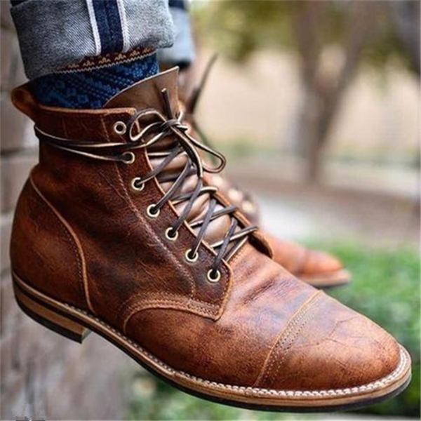 Herrenstiefel | Schnürung Vintage Nahtdetail