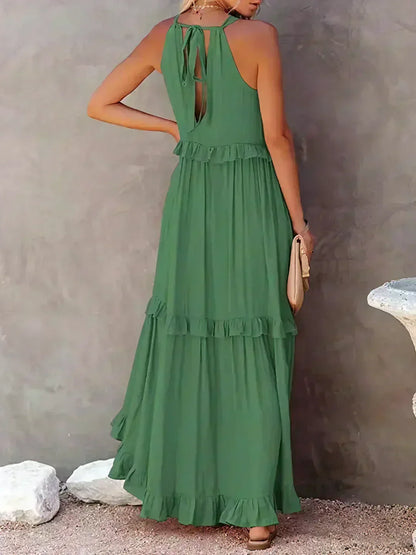 Damen Kleid | Halter Rüschen Maxi