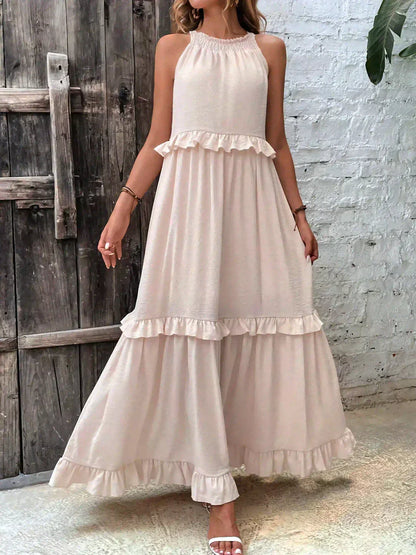 Damen Kleid | Halter Rüschen Maxi