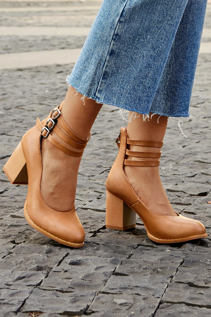 Damen Pumps | Blockabsatz Knöchelriemen