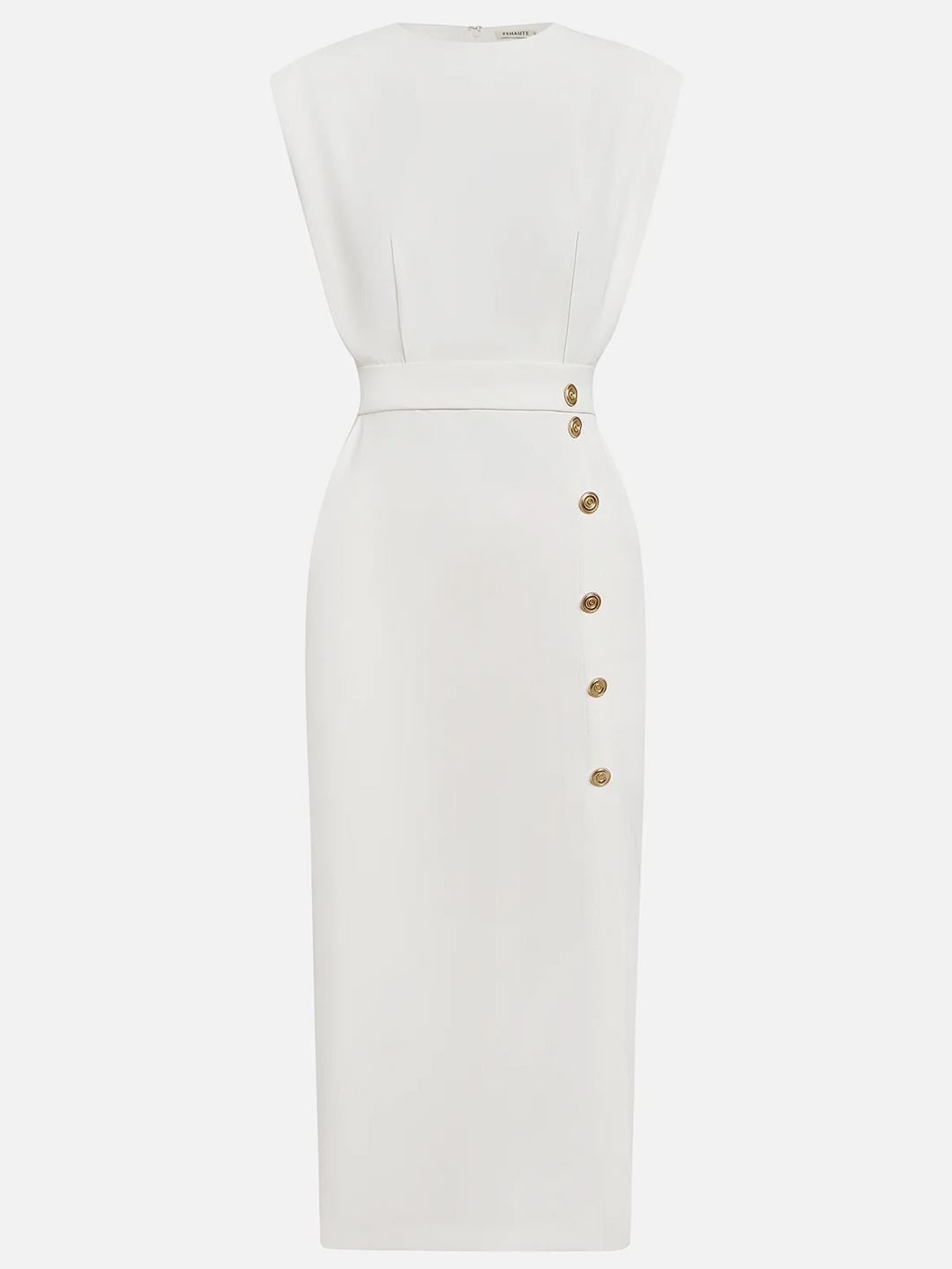 Damen Kleid | Ärmelloses Midi mit Knöpfen