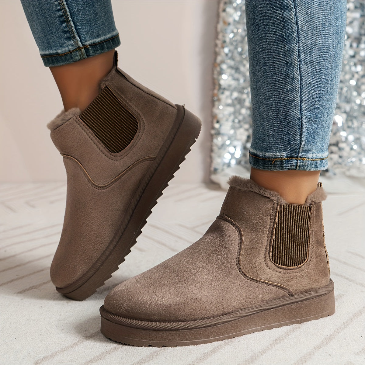 Damen Winterschuhe | Stiefeletten mit elastischem Seiteneinsatz