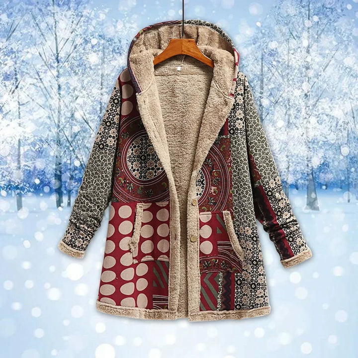 Fleecejacke Damen | Patchwork Übergangsjacke Mit Kapuze