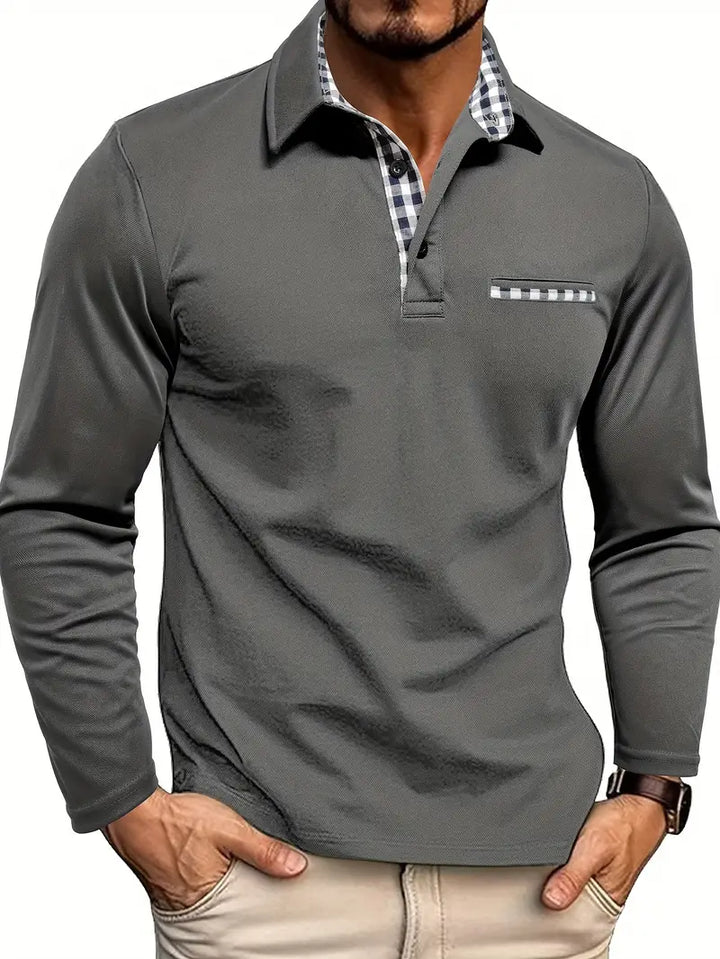 Herren Poloshirt | Langarm mit Brustdetail