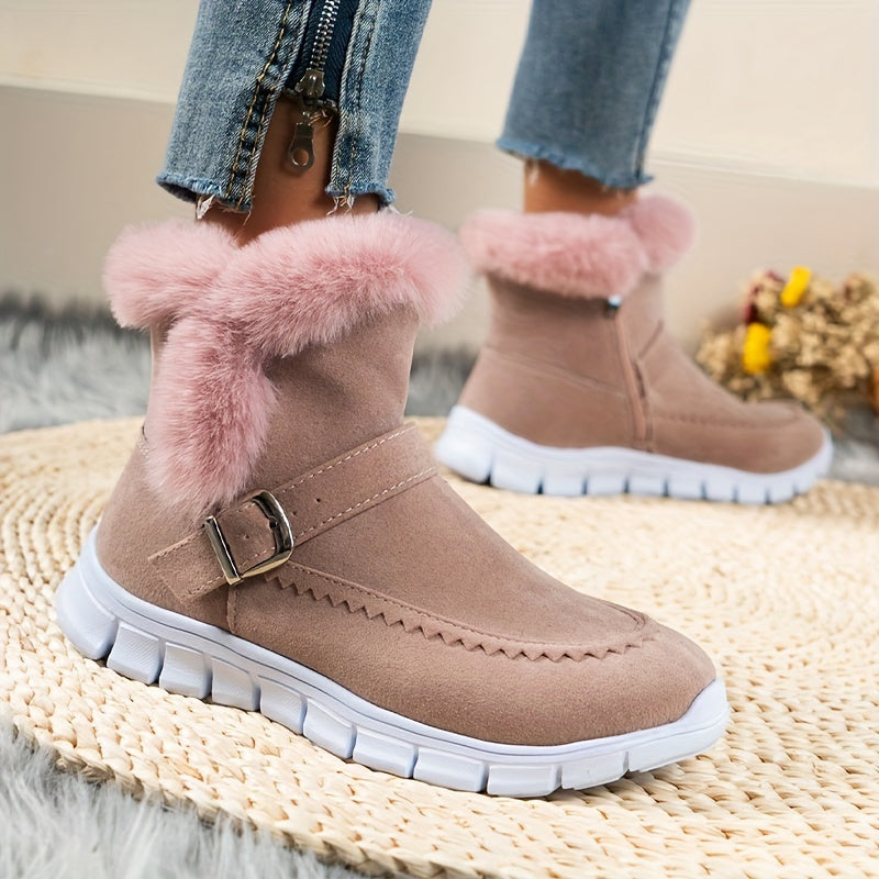 Winterschuhe Damen Stiefel | Knöchelhoch mit Schnalle