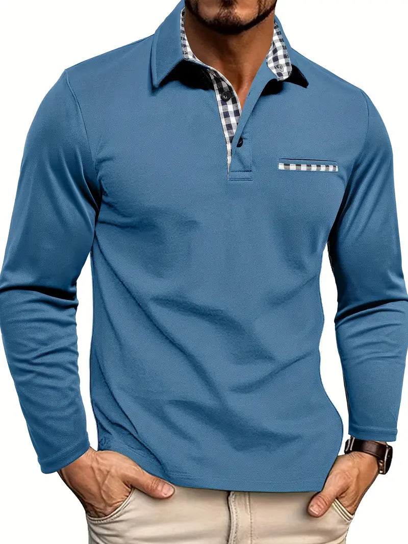 Herren Poloshirt | Langarm mit Brustdetail