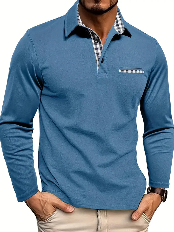 Herren Poloshirt | Langarm mit Brustdetail