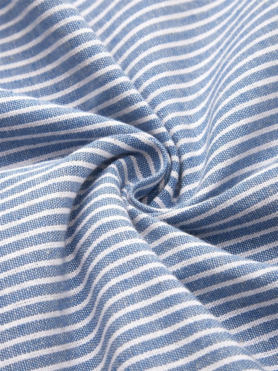 Damen Kleid | Streifen Knopfleiste Midi