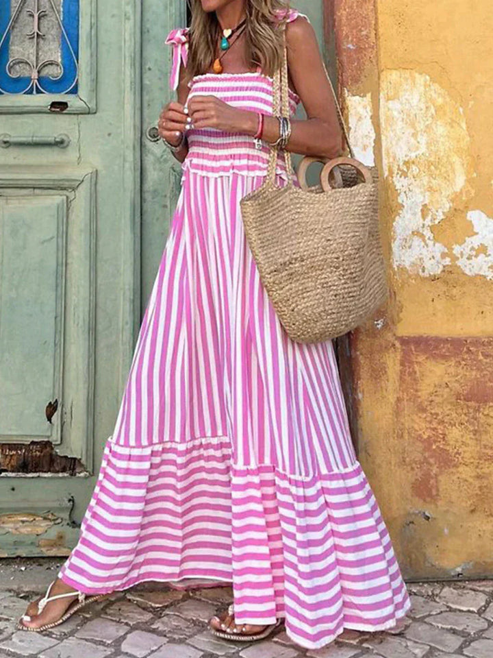 Damen Kleid | Streifen Bindeträger Maxi