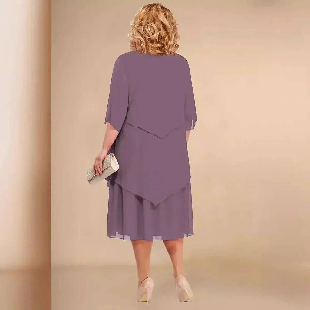 Damen Kleid | Rundhals Lagenlook Midi