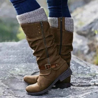 Winter Stiefel Damen | Hoher Schaft mit Schnalle und Reißverschluss
