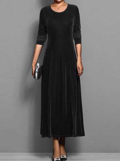 Damen Kleid | Rundhals Langarm Maxi