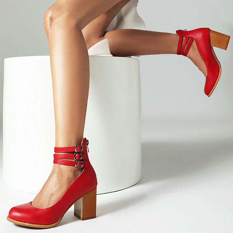 Damen Pumps | Blockabsatz Knöchelriemen
