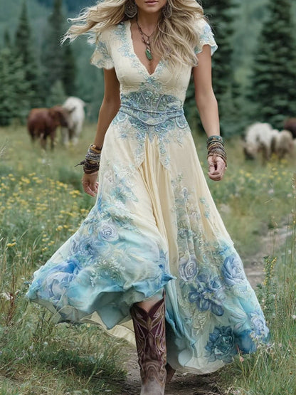 Damen Kleid | V-Ausschnitt Florales Muster