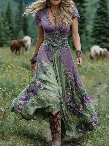 Damen Kleid | V-Ausschnitt Florales Muster