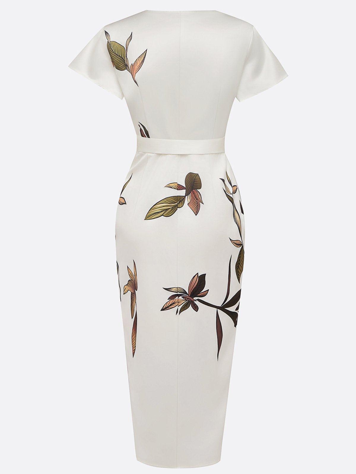Damen Kleid | Wickel V-Ausschnitt Midi