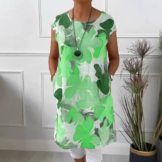Damen Kleid | Blumen Print Kurzarm