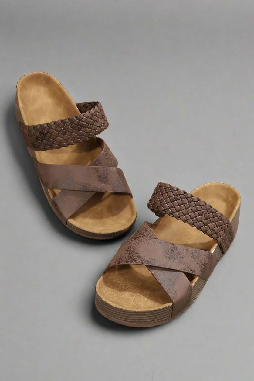 Damen Sandalen | Überkreuzte Riemen mit Plateau