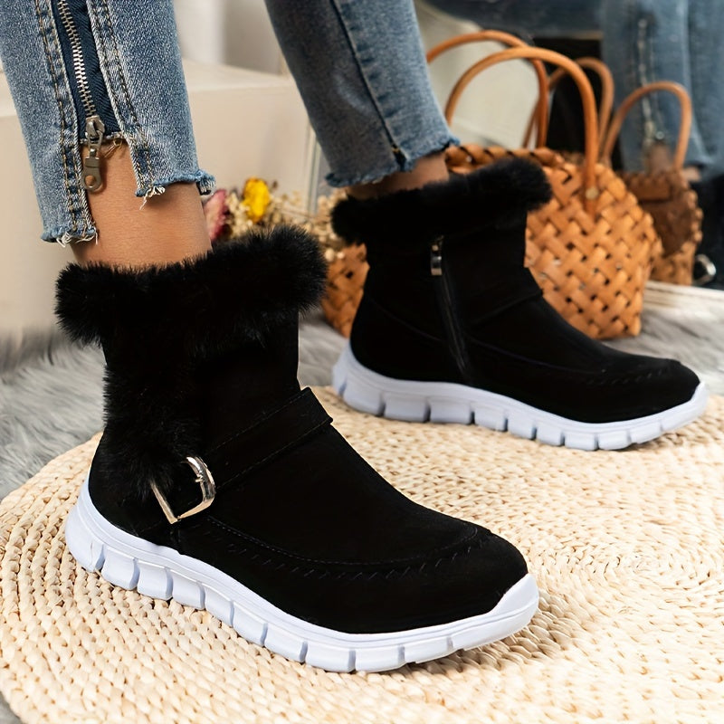 Winterschuhe Damen Stiefel | Knöchelhoch mit Schnalle